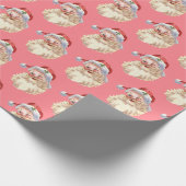 Retro Santa Claus Wink in Blush Pink Cadeaupapier (Hoek)