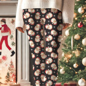  Retro Santa Claus Zwart Kerstpatroon Leggings