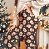  Retro Santa Claus Zwart Kerstpatroon Leggings
