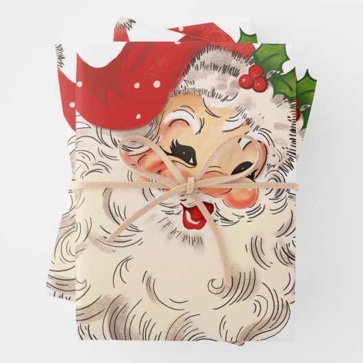  Retro Santa Clause kerstontkoppeling Inpakpapier Vel (In situ)