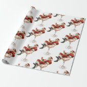 Retro Santa Cocktail Christmas Cadeaupapier (Uitgerold)