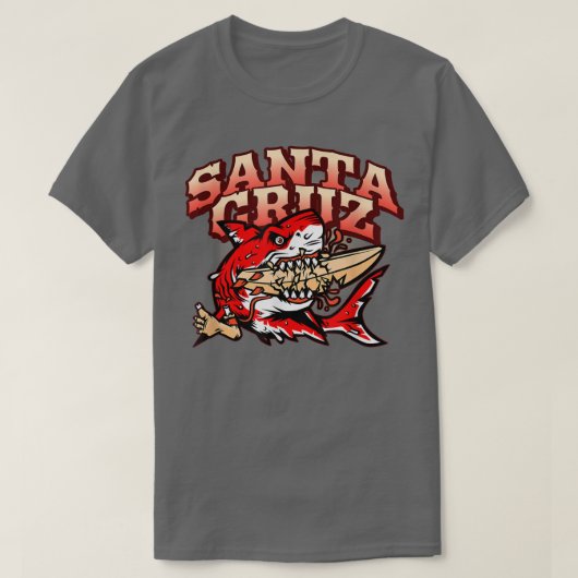 Retro Santa Cruz California Great White Shark Vs T-shirt (Design voorkant)