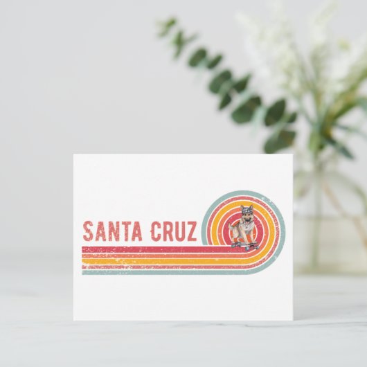 Retro Santa Cruz Skateboarden Duitse Herder Briefkaart (Staand voorkant)