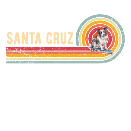 Retro Santa Cruz Skateboarding Border Collie T-shirt
