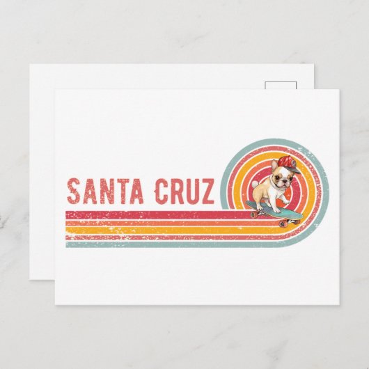 Retro Santa Cruz Skateboarding Franse Bulldog Briefkaart (Voorkant / Achterkant)