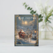Retro Santa Custom Address Photo Classic Christmas Feestdagenkaart (Staand voorkant)