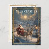 Retro Santa Custom Address Photo Classic Christmas Feestdagenkaart (Voorkant / Achterkant)