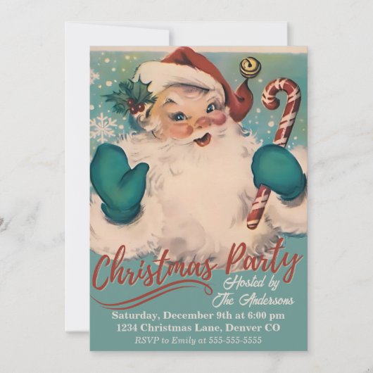  Retro Santa Custom Kerstfeest Kaart (Voorkant)