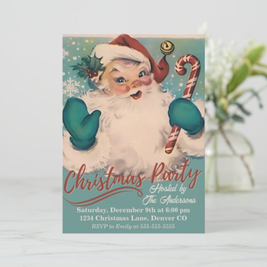  Retro Santa Custom Kerstfeest Kaart (Staand voorkant)