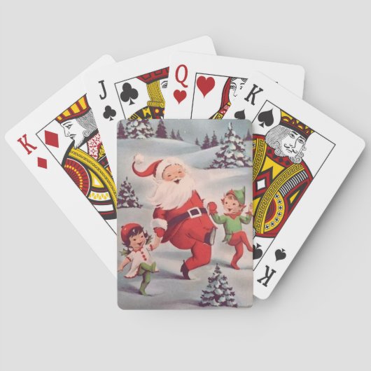  Retro Santa Dansen met Elfen Kerst Pokerkaarten (Achterkant)