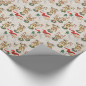  Retro Santa Deer Design Kerstmis Cadeaupapier (Hoek)