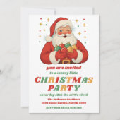 Retro Santa Editable Christmas Party Kaart (Voorkant)