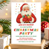 Retro Santa Editable Christmas Party Kaart
