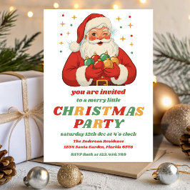 Retro Santa Editable Christmas Party Kaart