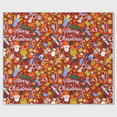 Retro Santa Elf Dancer Nutkraker Snowman Cadeaupapier (Vlak)