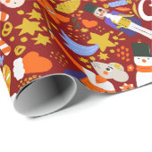 Retro Santa Elf Dancer Nutkraker Snowman Cadeaupapier (Rol Hoek)