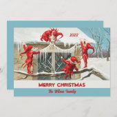 Retro  Santa Elves - Aangepast kerstfeest Feestdagenkaart (Voorkant / Achterkant)