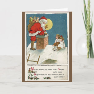 Retro Santa en Kinderen op de kerstkaart van Chimn Feestdagen Kaart