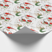 Retro Santa en rendier Cadeaupapier (Hoek)