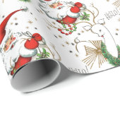 Retro Santa en rendier Cadeaupapier (Rol Hoek)