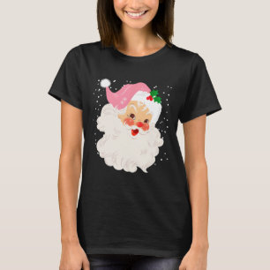 Retro Santa Face in roze Pet Vintage Kerstman T-shirt
