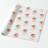 Retro Santa face kerstinpakpapier Cadeaupapier (Uitgerold)