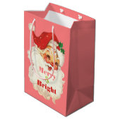 Retro Santa face Kerstkerst, mooi & helder Medium Cadeauzakje (Achterkant Gekanteld)