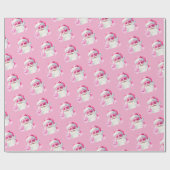 Retro Santa Face Peace Sign Christmas Pink Cadeaupapier (Vlak)
