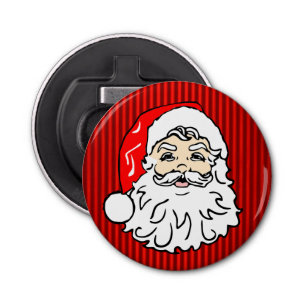 Retro Santa Face Red Button Flesopener