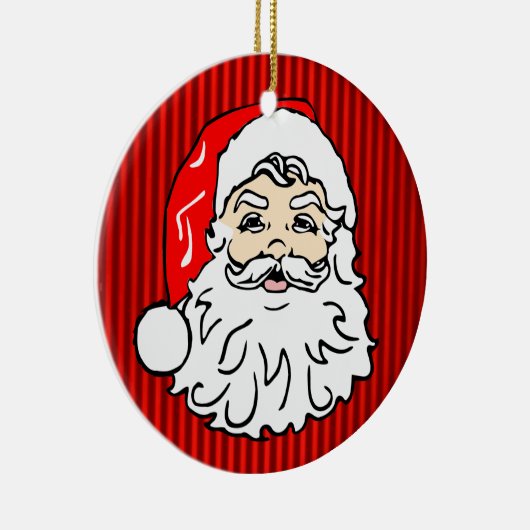 Retro Santa Face Red Keramisch Ornament (Rechts)