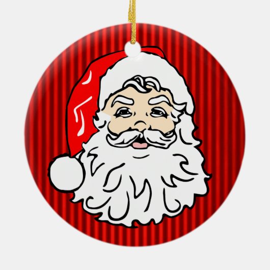 Retro Santa Face Red Keramisch Ornament (Achterkant)