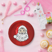 Retro Santa Face Red Papieren Bordje (Feest)