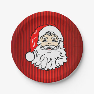 Retro Santa Face Red Papieren Bordje