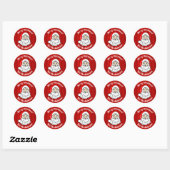 Retro Santa Face Red Personalised Ronde Sticker (Vel)