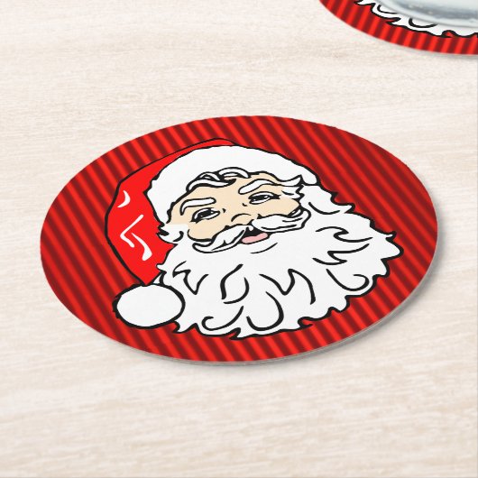 Retro Santa Face Red Ronde Kartonnen Onderzetter (Gebogen)