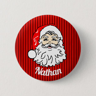 Retro Santa Face Red, speciaal gepersonaliseerd Ronde Button 5,7 Cm