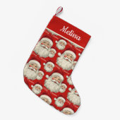  Retro Santa Face Rood Kleine Kerstsok (Voorkant (Hangend))