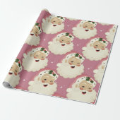  retro Santa Face Sparkle Aesthetisch Roze Cadeaupapier (Uitgerold)
