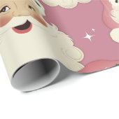  retro Santa Face Sparkle Aesthetisch Roze Cadeaupapier (Rol Hoek)