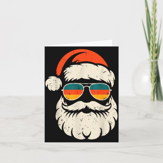 Retro Santa Face Sungles Funny Christmas Family Ou Kaart (Voorkant)