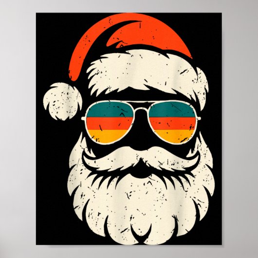 Retro Santa Face Sungles Funny Christmas Family Ou Poster (Voorkant)