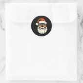 Retro Santa Face Sungles Funny Christmas Family Ou Ronde Sticker (Tas)