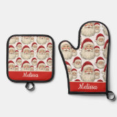 Retro Santa Face Wit Ovenwant & Pannenlap Set (Voorkant)