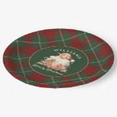 Retro Santa Familie Kerstmis met Familienaam Papieren Bordje (Gekanteld)