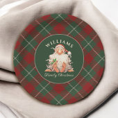 Retro Santa Familie Kerstmis met Familienaam Papieren Bordje