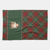 Retro Santa Familie Kerstmis met Naam Theedoek (Horizontaal)