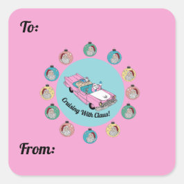 Retro Santa Favor Vierkante Sticker