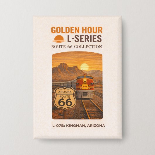 Retro Santa Fe Route 66 Trein Kingman Kunst Button (Voorkant)