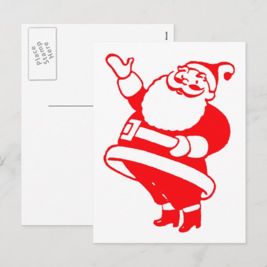 Retro Santa Feestdagenkaart (Voorkant / Achterkant)