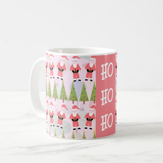 Retro Santa Fun Holiday Pattern Retro Koffiemok (Voorkant links)